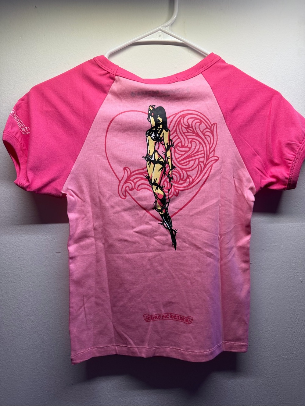 Pink Heart Graphic Raglan Tee